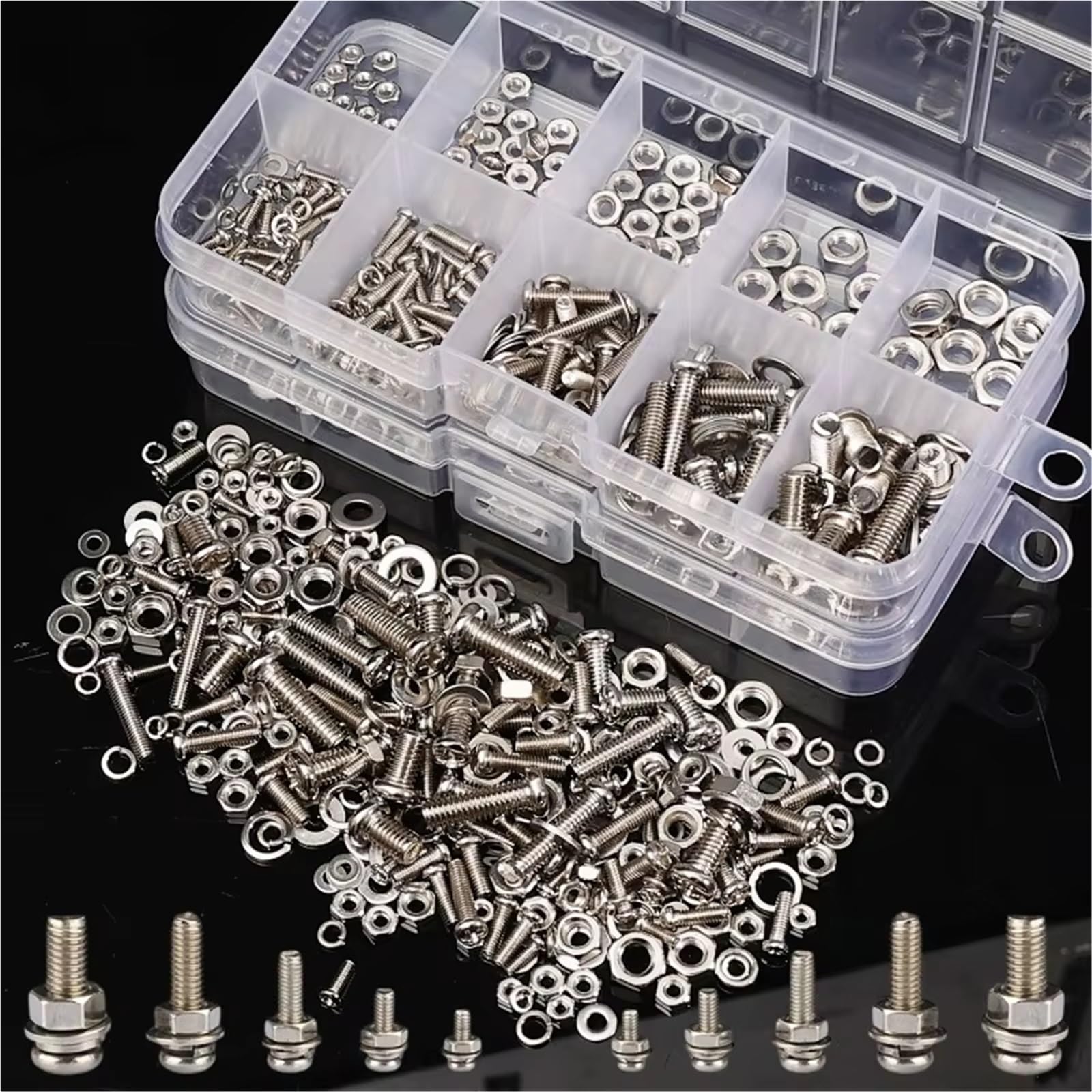 Kompatibel Mit Edelstahl-Schrauben- Und Muttern-Sortimentskit Für Kreuzrundkappen-Metallschrauben-Unterlegscheiben-Set-Ersatzteile(640PCS- (2 boxes))