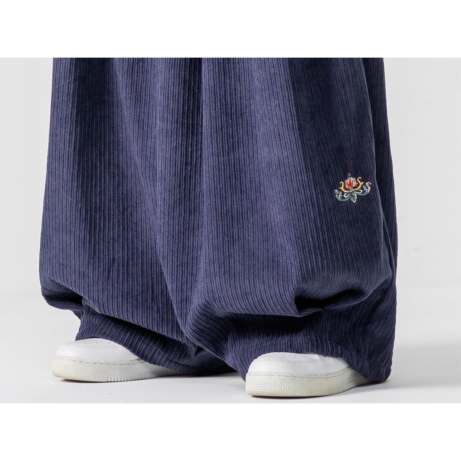 GURUNVANI Pantalones holgados de pana para hombre, holgados, de pierna ancha, con cordón de ajuste holgado