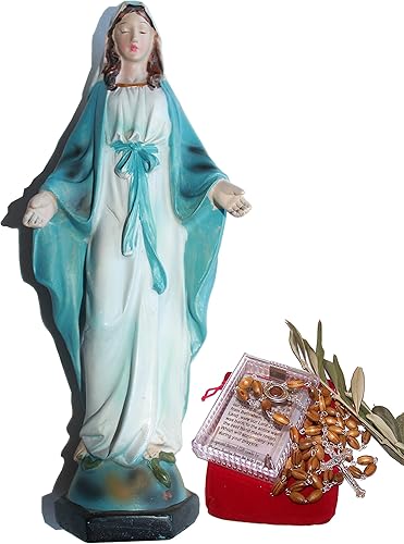 SantĂsima Madre en figura decorativa con rosario Praying Mary decorativa con rosario de madera de olivo y el Certificado de la Tierra Santa SantĂsima Madre en figura decorativa con rosario Praying Mary decorativa con rosario de madera de olivo y el Certificado de la Tierra Santa