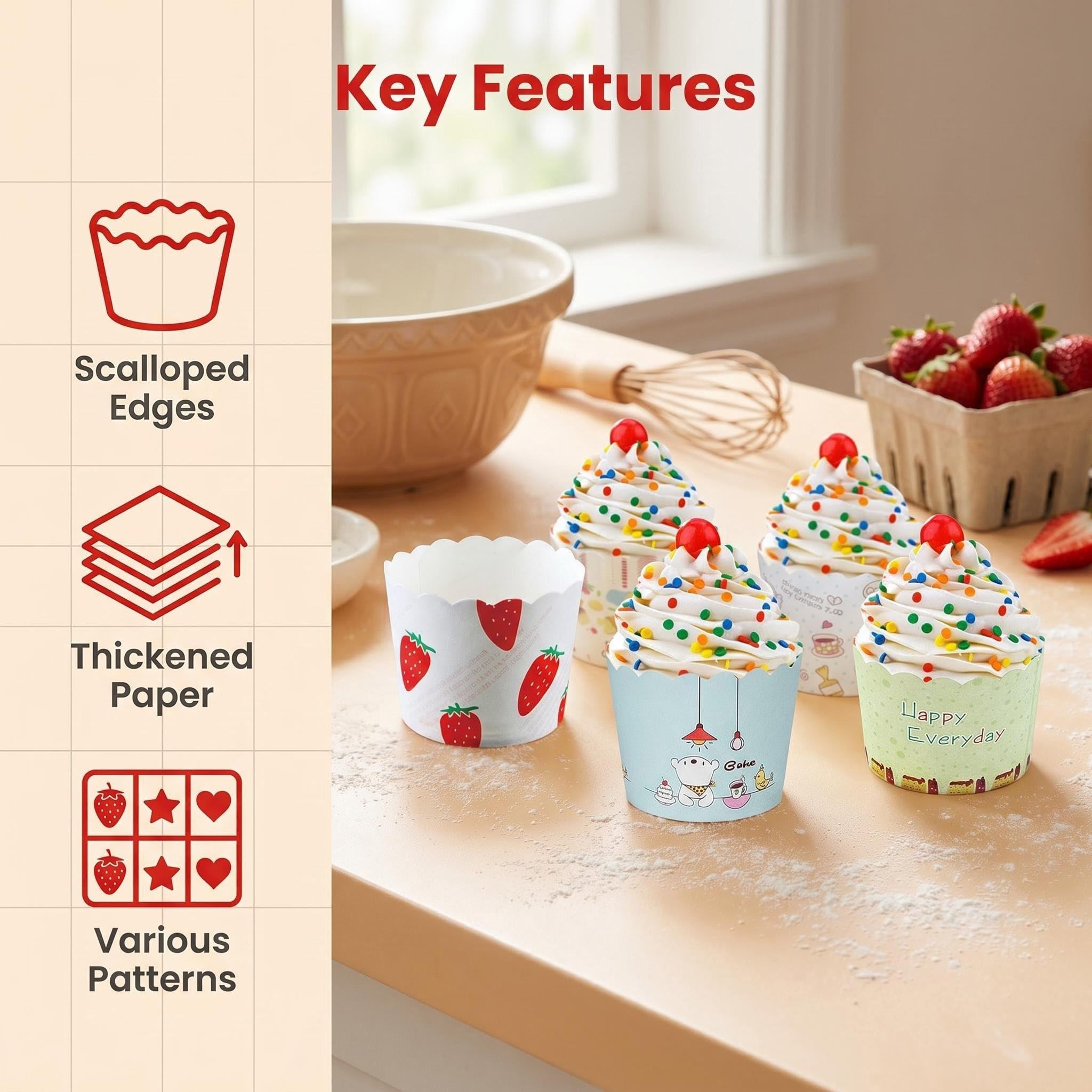 CANDeal 500 Piezas Cupcake de Papel Molde de Muffin de Postre Casos de Papel Muffin Envoltura de la Magdalena Papel Cupcake a Prueba de Grasa Liner Muffin Pan Papel de Cupcakes