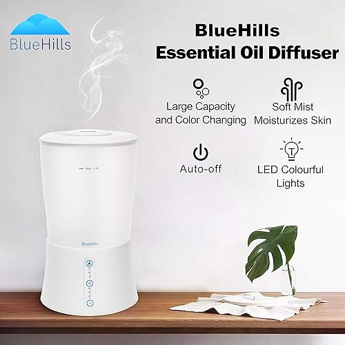 Miniatura 7 de BlueHills Juego de 2 difusores de aceite esencial de alta calidad de 101.4 fl oz y 20.3 fl oz XL para habitación grande y hogar con luces LED