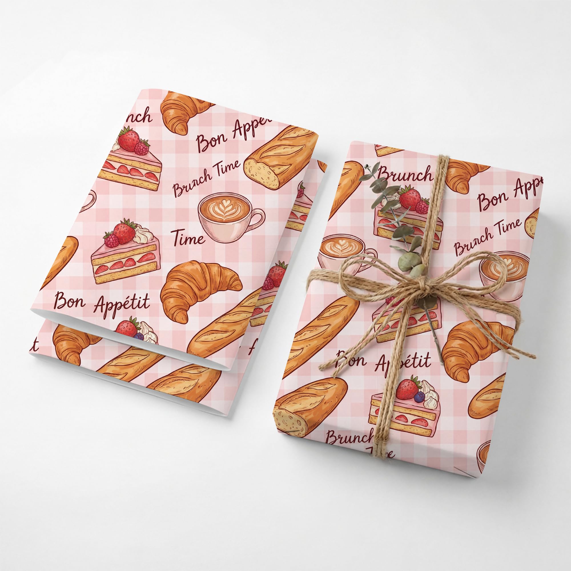 SHSEEN Pink Gingham Bakery Wrapping Paper, 19.6 x 27.5 in, 2 Sheets — image 1