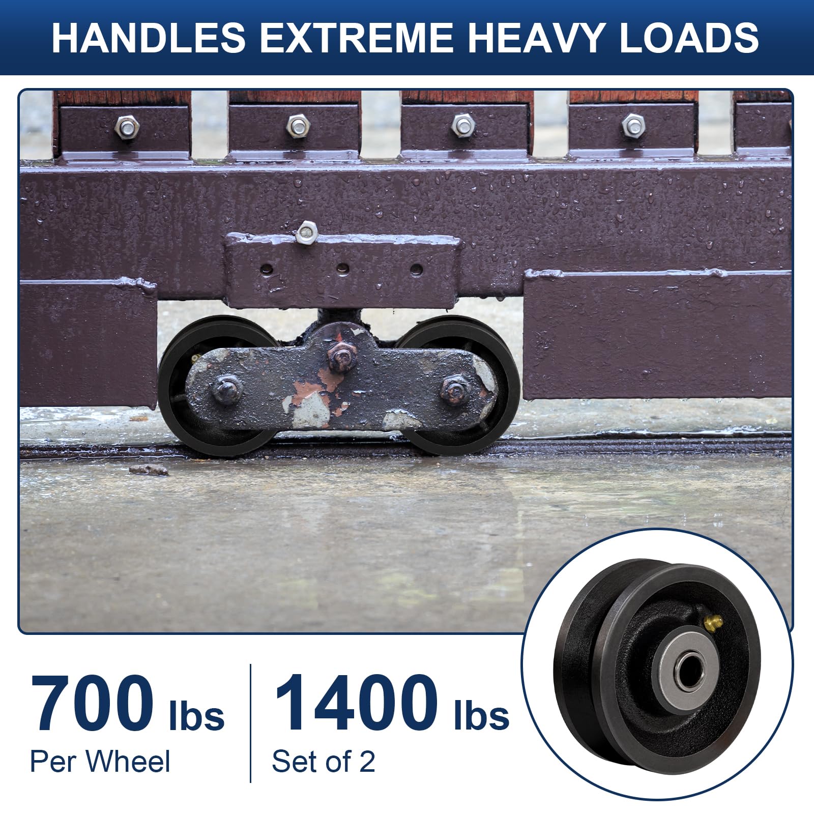 4" x 1.5" V-Groove Steel Wheel, 7/8" Wide 90° Groove Fits 1" Angle Iron Track, Heavy Duty Industrial Track Wheel with Relief Groove, High Load Capacity（2 Pack） — Amazon image 4
