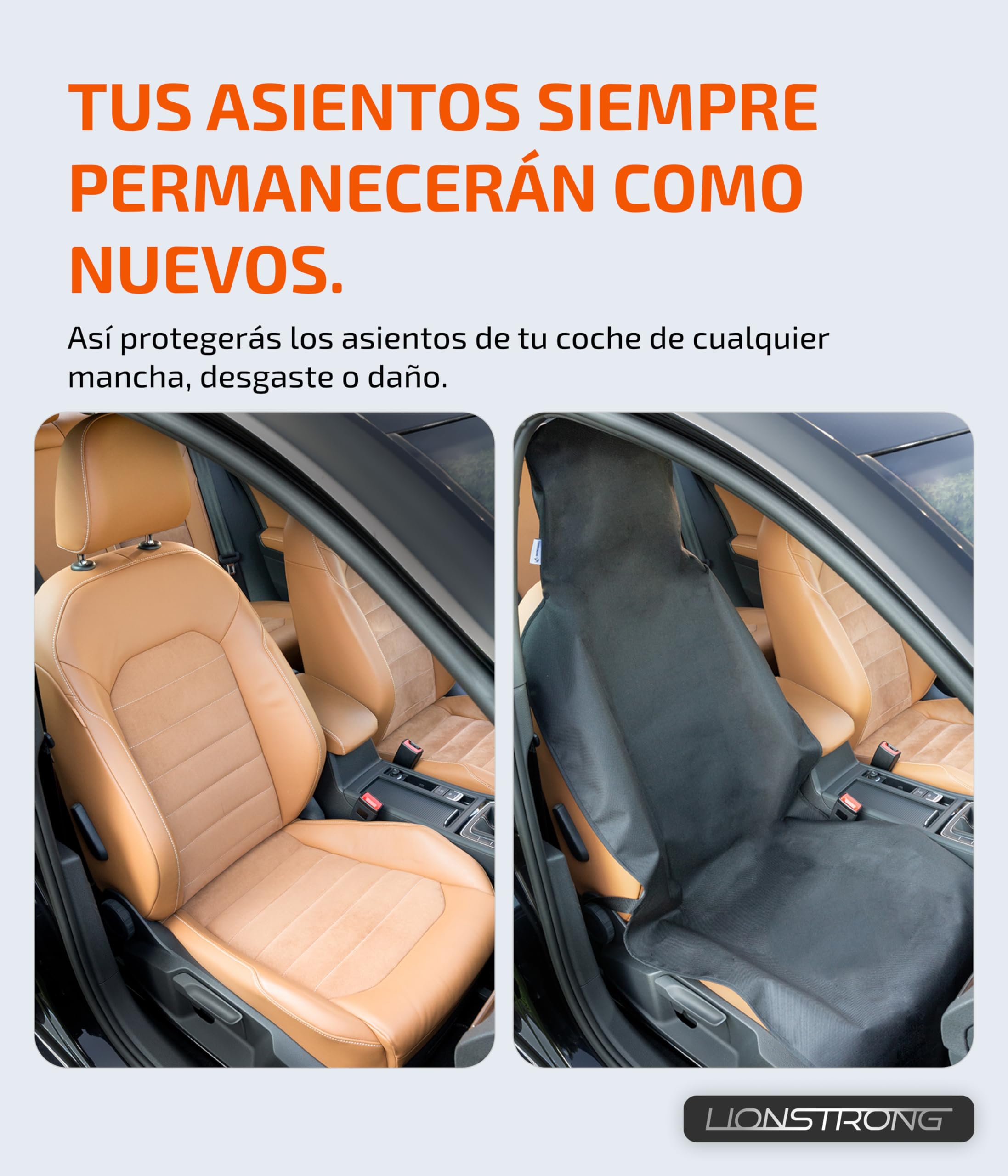LIONSTRONG - Protector Universal para Asiento de Coche - Funda Asiento Coche - Material Impermeable (Poliéster)