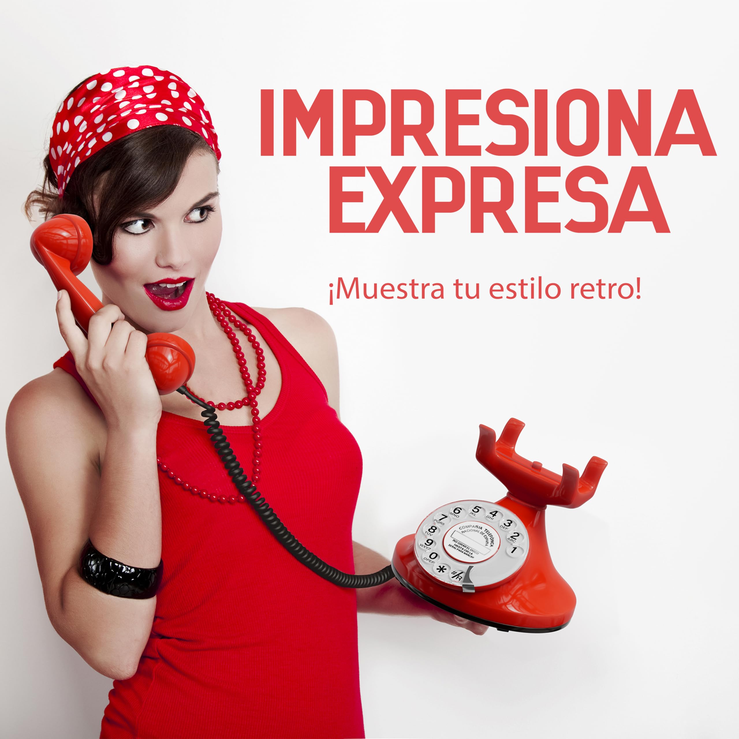 Opis FunkyFon Cable: El Teléfono Fijo Retro Vintage, un Teléfono Antiguo y Clásico para tu Casa Rojo — view 2