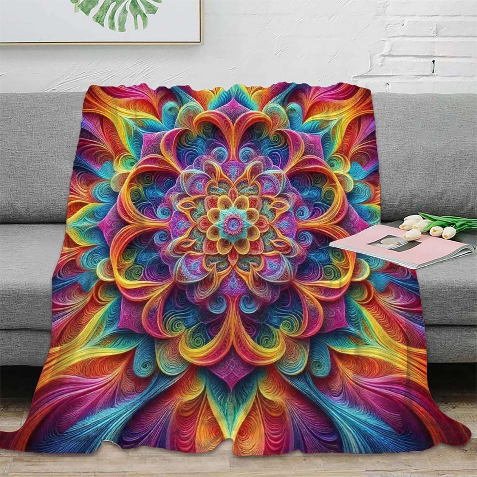 Couverture lit microfibre mandala 3D chaude et douce adulte 200x230