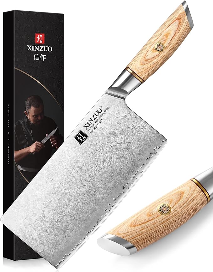 XINZUO 7.5 Inch Cleaver Steel Chinese Chef