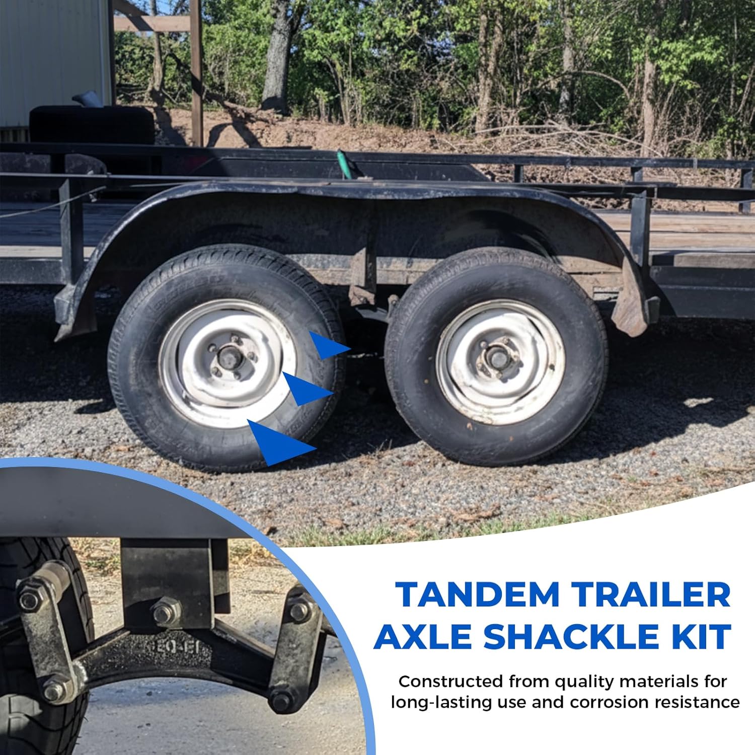 Trailer Shackle Kit, Heavy-Duty Trailer Leaf Spring Kit for Double Eye Springs (3.5K-7.2K Axles), 312L Shackle Straps, with Installation Hardware and Anti-Rust Coating, Durable Trailer Repair Parts