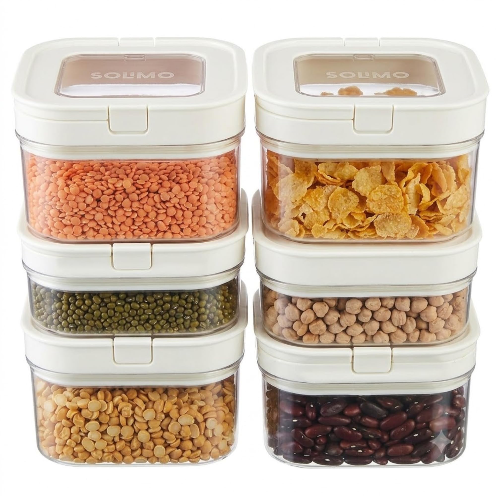 Amazon Brand - Solimo Airtight Plastic Storage Jar and Container Set-I