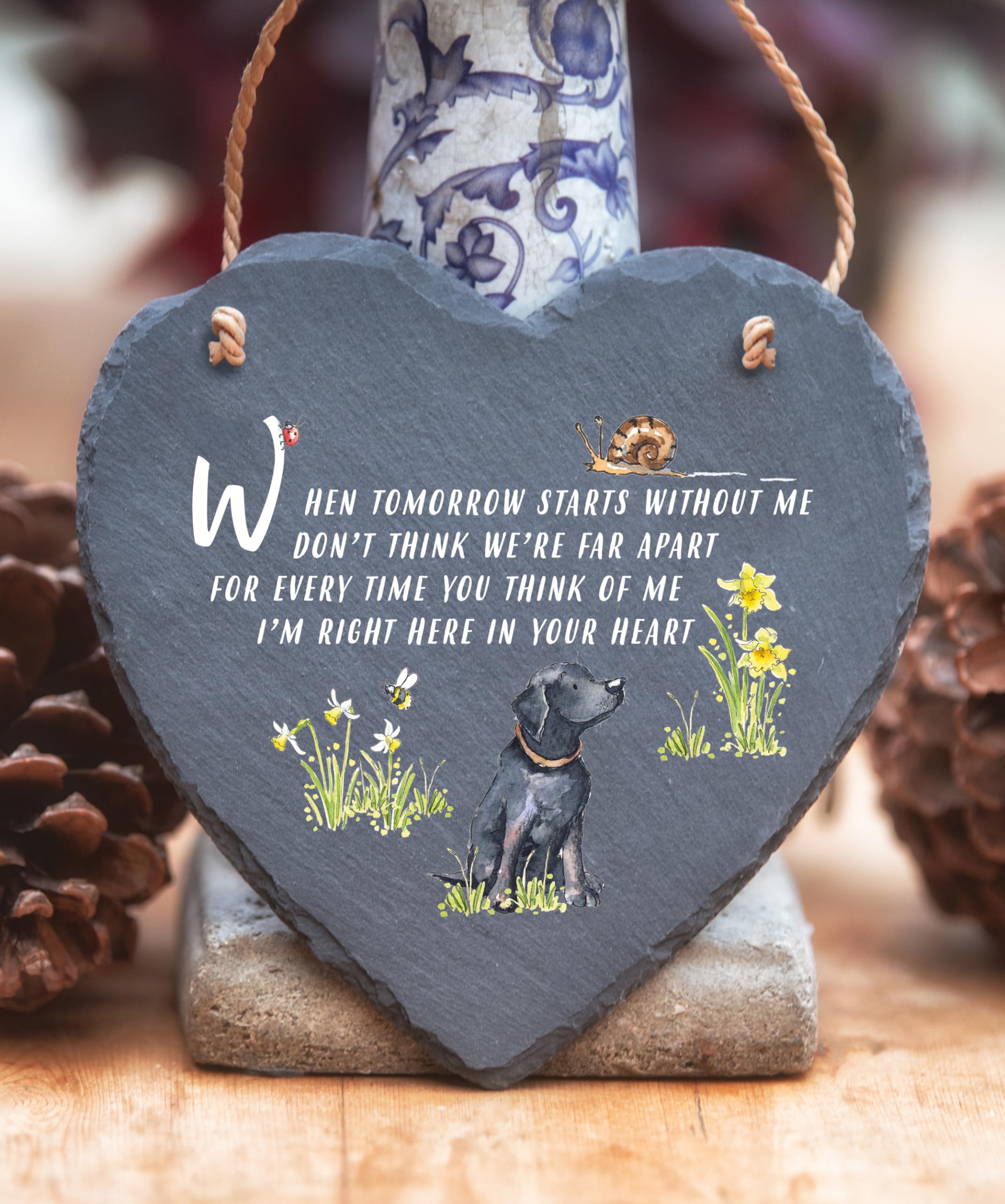 Image IndustryLabrador Black When Tomorrow Starts Slate Heart - Memorial Gift - Pet Memorial Gift - Dog Lovers
