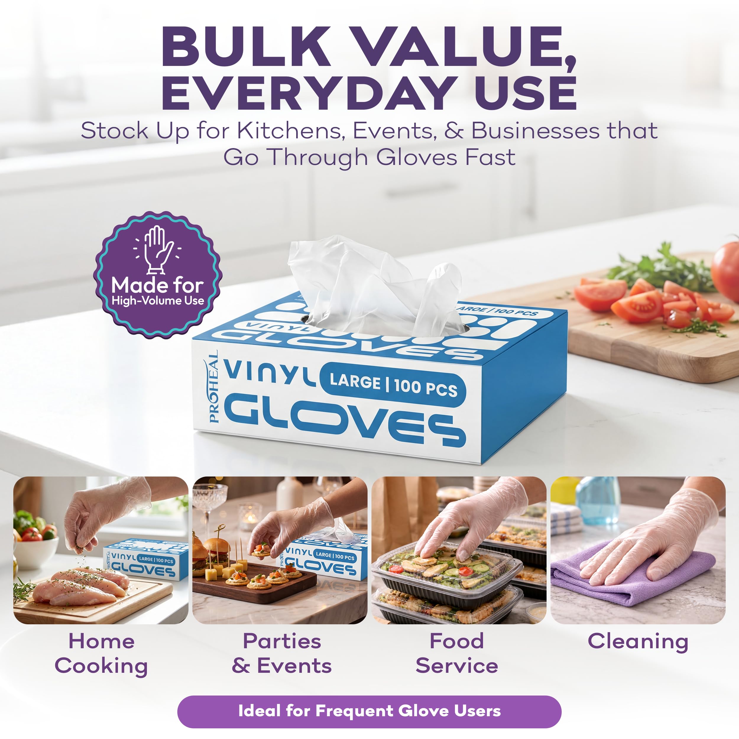 Guantes desechables de vinilo medianos, 1000 unidades, transparentes, aptos para alimentos, cocina y limpieza del hogar, guantes de cocina sin polvo y sin látex para preparación de comidas y servicio