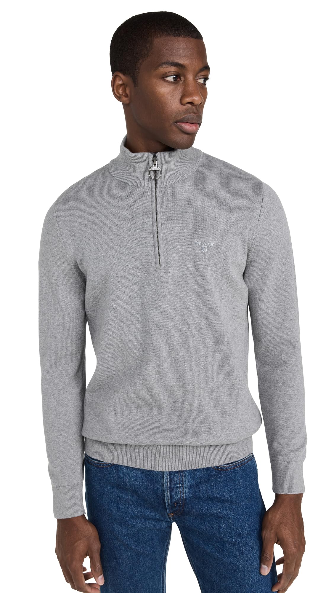 Barbour Mens Half-Zip Jumper - Grey Marl GY52 - S