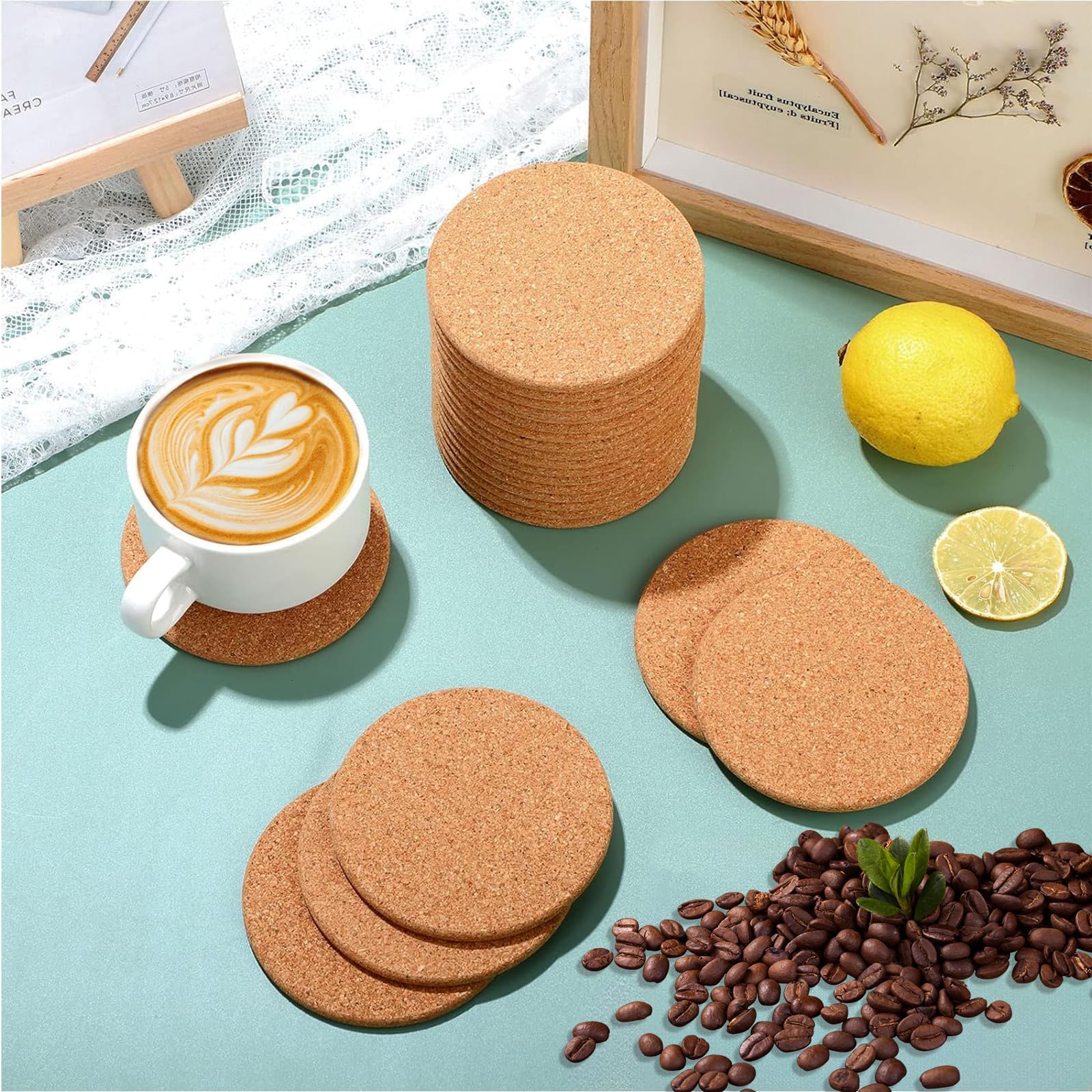 100 posavasos redondos de corcho, posavasos de corcho reutilizables de 9 cm, posavasos de corcho de cristal adecuados para casa, oficina, bar, restaurante