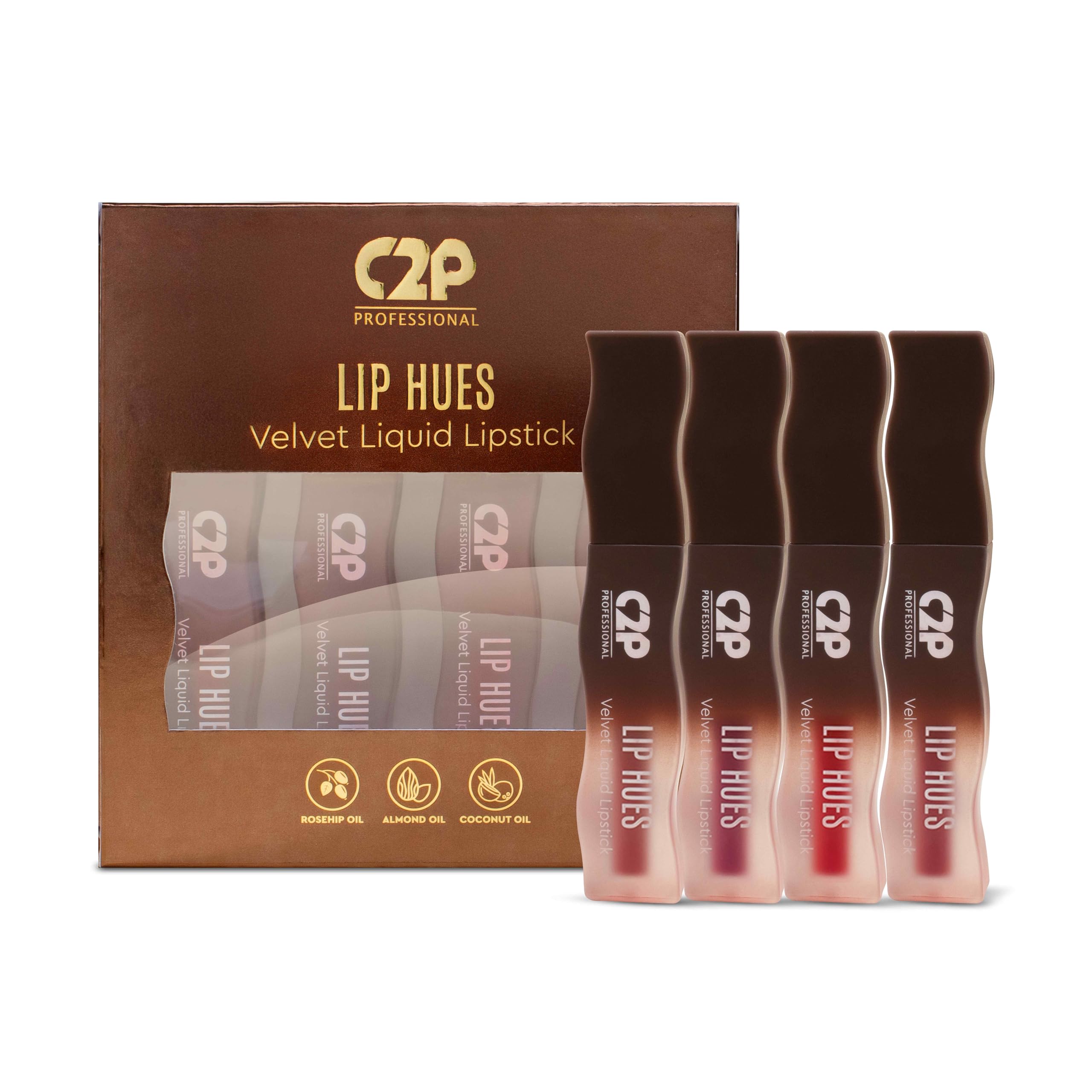 C2P Pro Lip Hues Velvet Liquid Lipstick – Long-Lasting Matte Lip Color, Lightweight, Smudge-Proof, Highly Pigmented Lip Makeup (Bold Edit, Pack of 4)-image-35