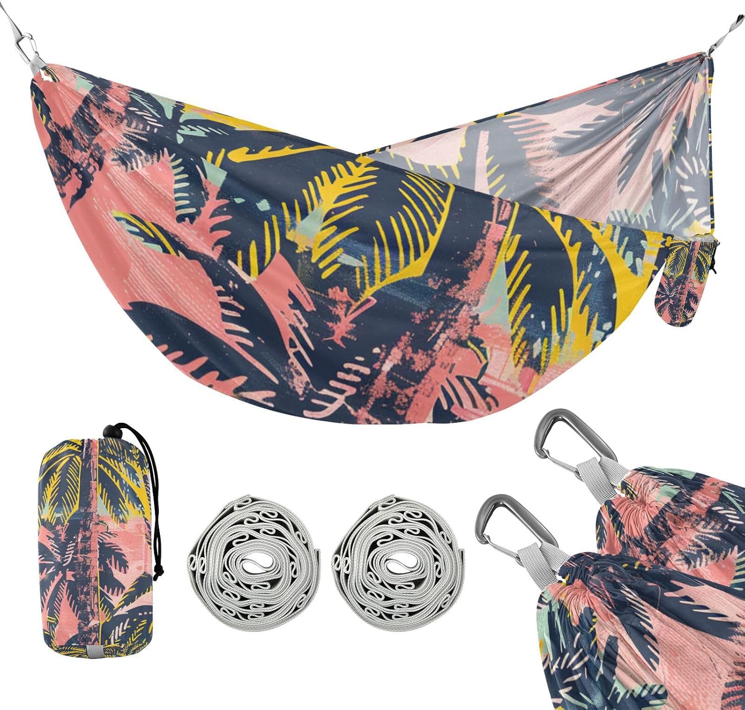 Tropical Aesthetics of The Summer Hammocks with Portabl Carry Bag Swing Hammock for Outside Camping Essentials