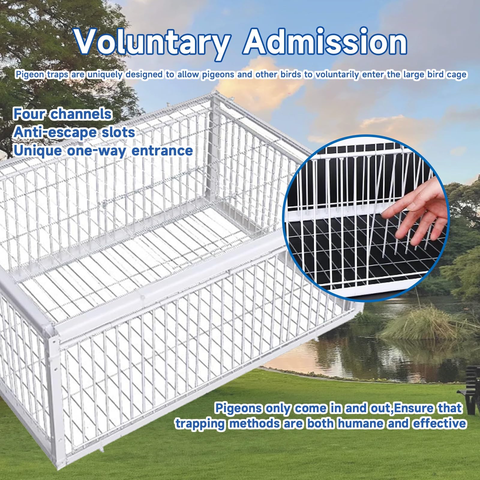 Montaje portátil al Aire Libre for Jaula de Palomas Trampa for pájaros con Entrada unidireccional, Trampa antiescape, portátil y fácilmente expandible(White,60 * 40cm)