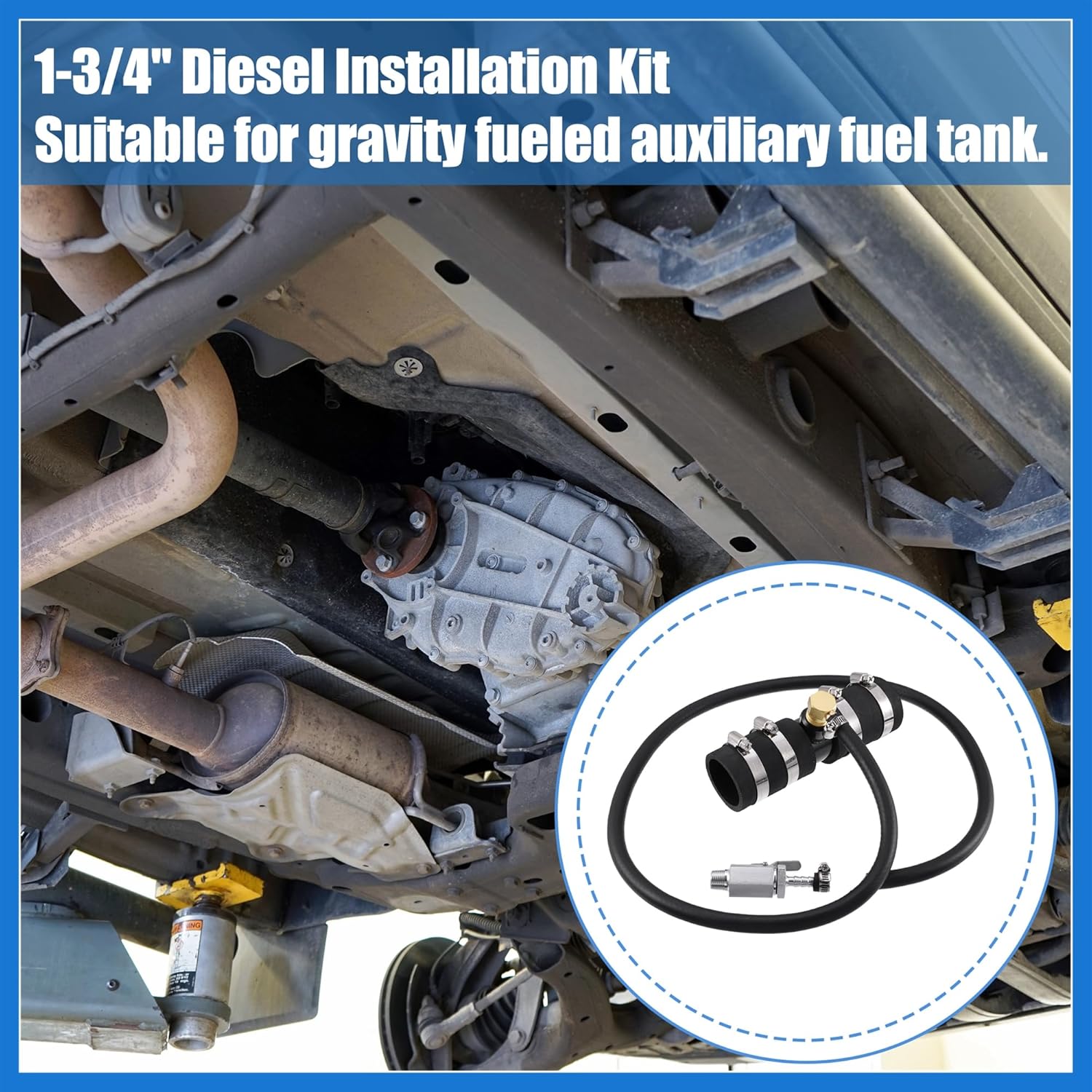 1 Set 11408 Auxiliary Diesel Fuel Tank Install Kit with 1-3/4" Fill Line for Dodge Diesel Trucks 2013-2022 Auto Accessories