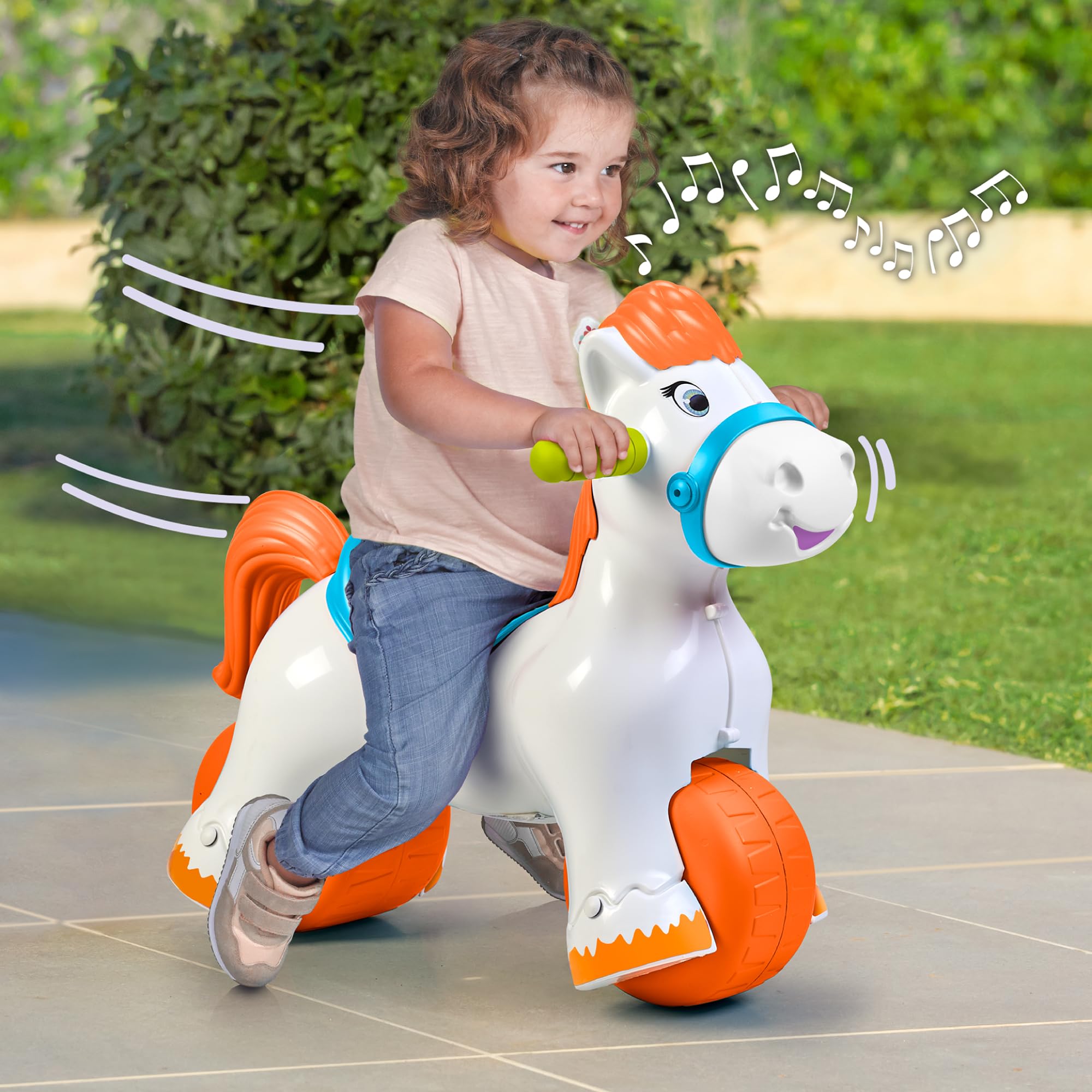FEBER - Ponyfeber Correpasillos 2 en 1, Convertible en Balancín con Grandes Ruedas Estables, Incluye Sonidos de Trote y Relincho, Favorece el Desarrollo Psicomotriz y Auditivo, Famosa (FED38000)