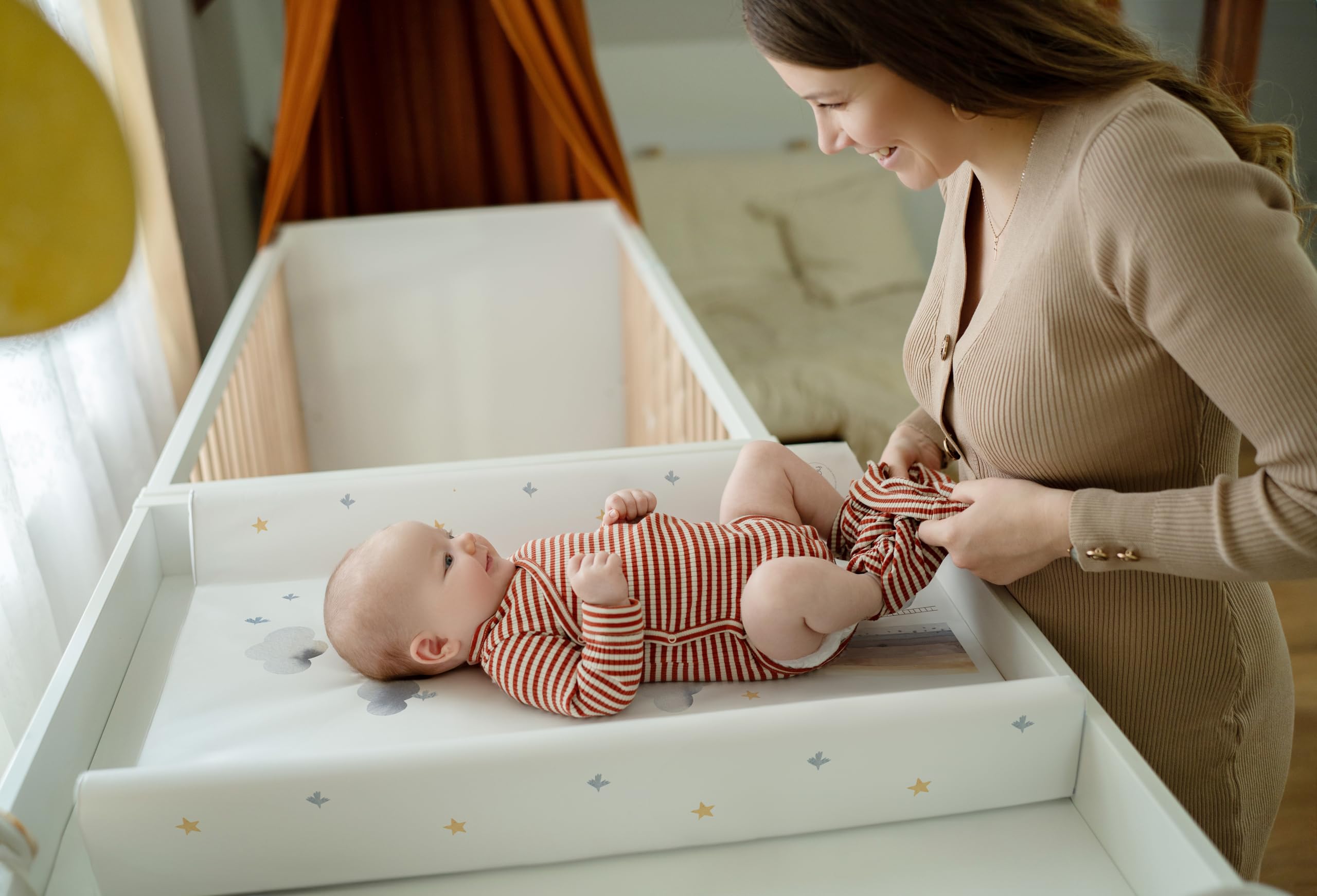 CEBA BABY Materassino avvolgente morbido 50 x 70 cm – Tappetino avvolgente profilato per documenti fissi Basic, Oeko-Tex Standard 100 (Rainbow Home)