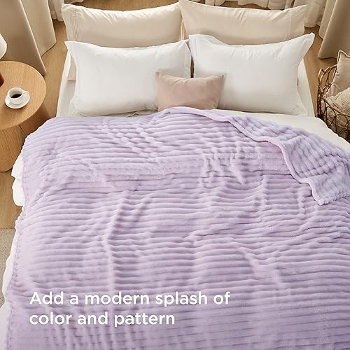 Miniatura 90 de Bedsure - Manta de vellón gris, para sofá, tamaño Queen, mantas súper suaves y acogedoras para mujer, bonita manta pequeña para niñas, 90 x 90