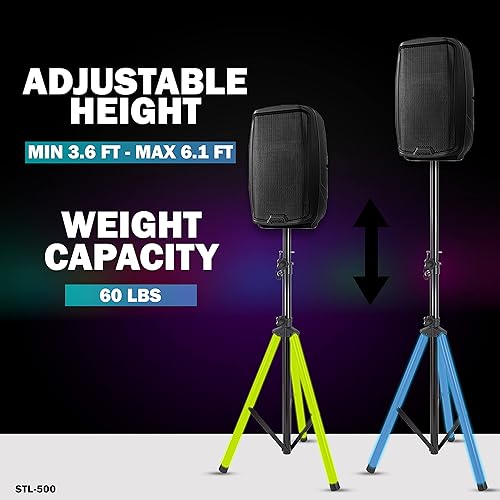 Miniatura 4 de Gemini Sound STL-500 Equipo de audio profesional plegable plegable ajustable DJ PA System Party Universal Speaker Stands, control remoto, patas de