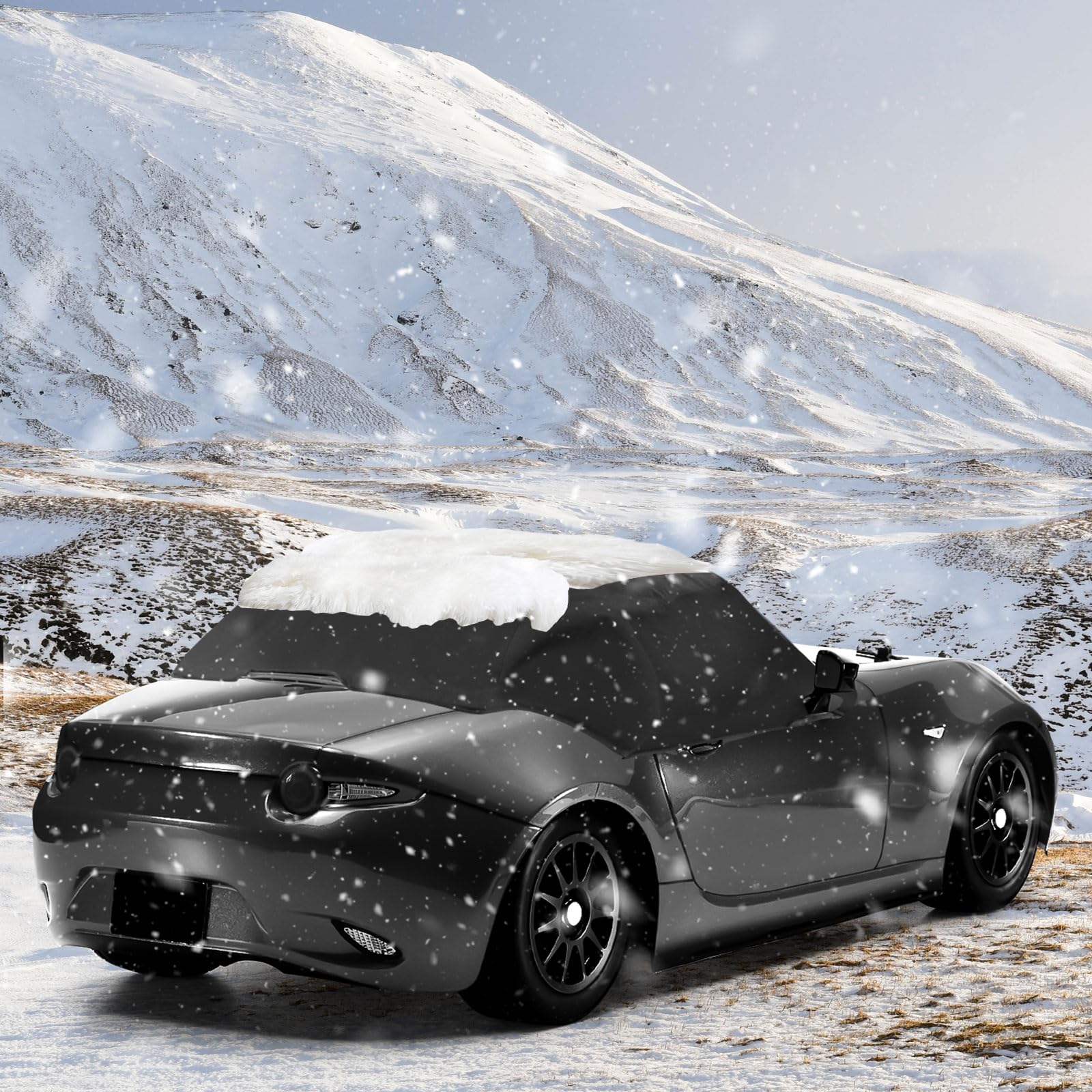Halbgarage für Mazda MX-5 ND 2014-2024, 420D Oxford Wasserdicht Atmungsaktiv Auto Half Top Cover für Mazda MX-5 MK4, Sonne Schnee Regen Staub UV Allwetterschutz