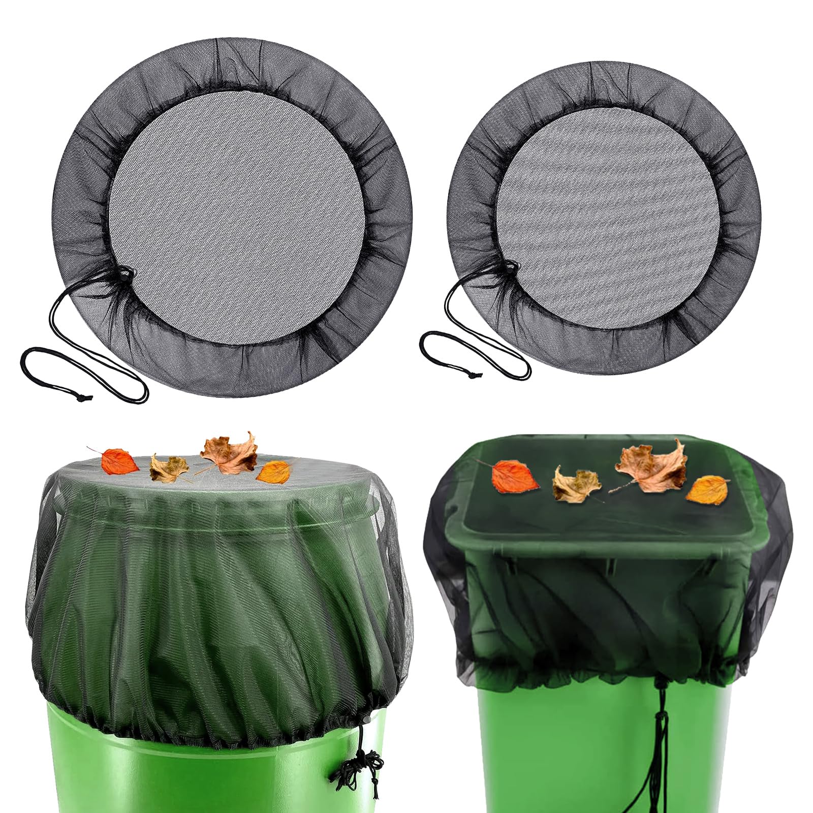 Filet De Protection FORMIZON Pour Citerne Pluie - 2 Pièces, Anti-Moustiques/Feuilles, Cordon Serrage