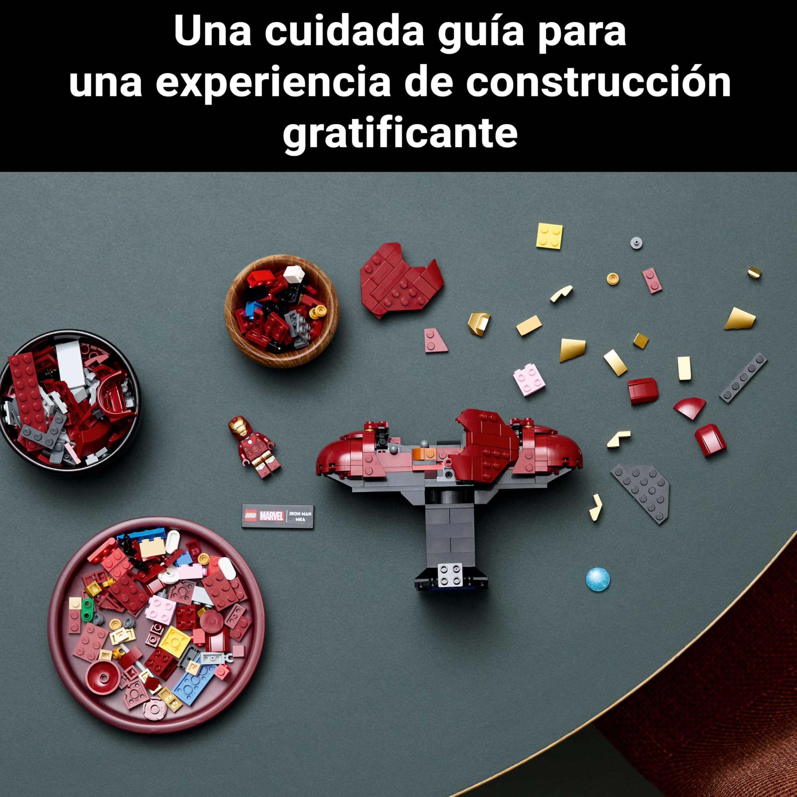 LEGO Marvel Busto de Iron Man MK4 - Maqueta para Adultos de Superhéroe con Minifigura de Tony Stark, Cañones de Hombros y Cabeza Articulada - Regalo para Hombres y Mujeres Fans de los Vengadores 76327