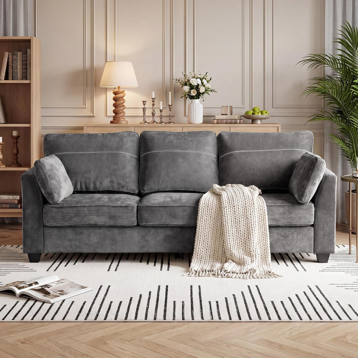 Chenille 3-Seater Sofa