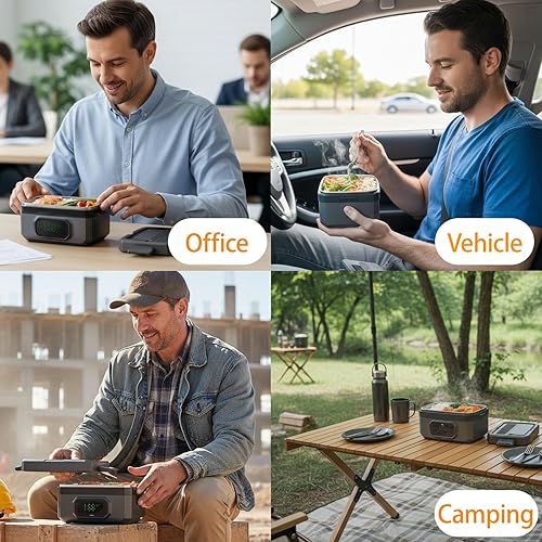 Miniatura 8 de Lonchera eléctrica inteligente para hombres, lonchera térmica inalámbrica para adultos, lonchera inalámbrica para alimentos, contenedor de alimentos