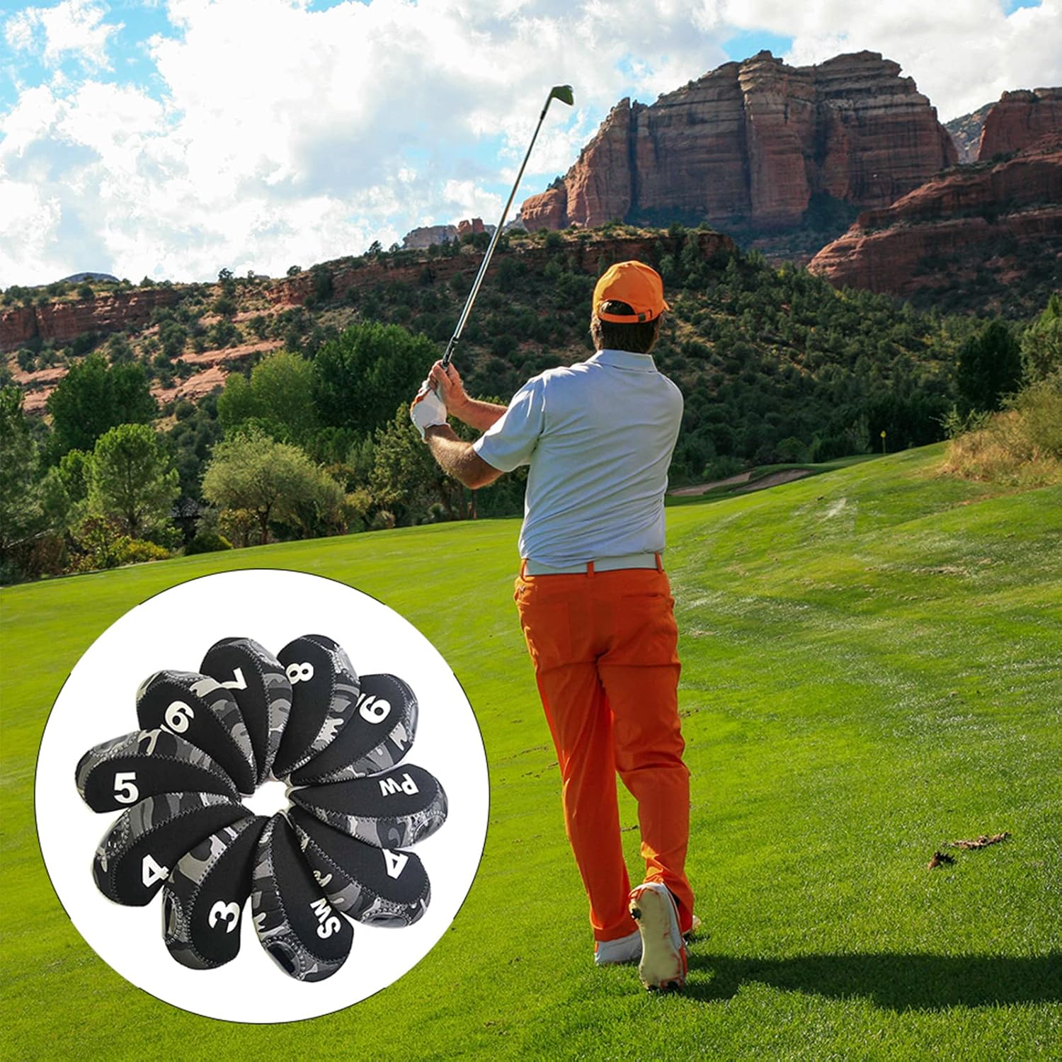 10Pcs/Pack Golf Iron Covers Set Golf Club Head Covers Sport Protector Lightweight Waterproof and Durable Nylon Camou Golf Supplies