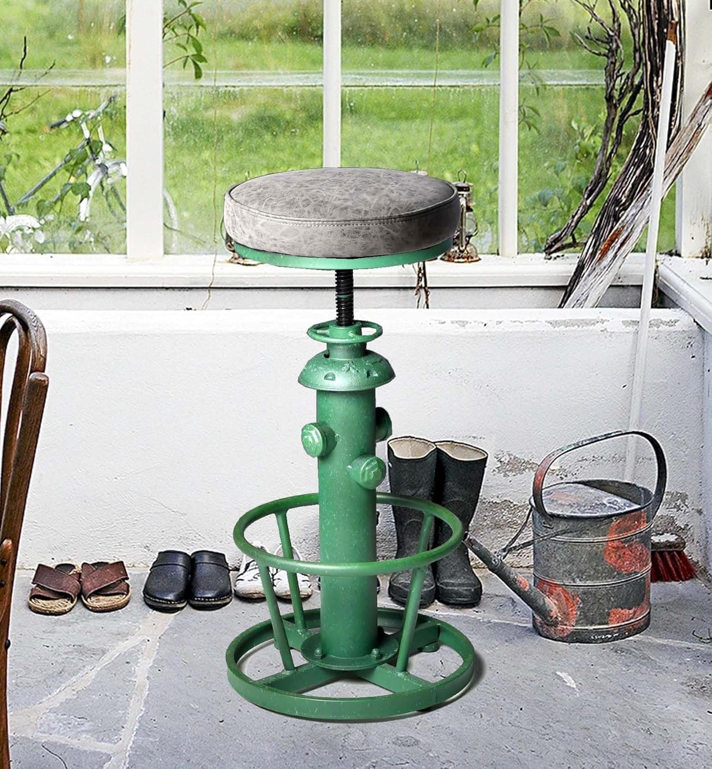 Tabouret de bar réglable en hauteur style bouche d'incendie rétro