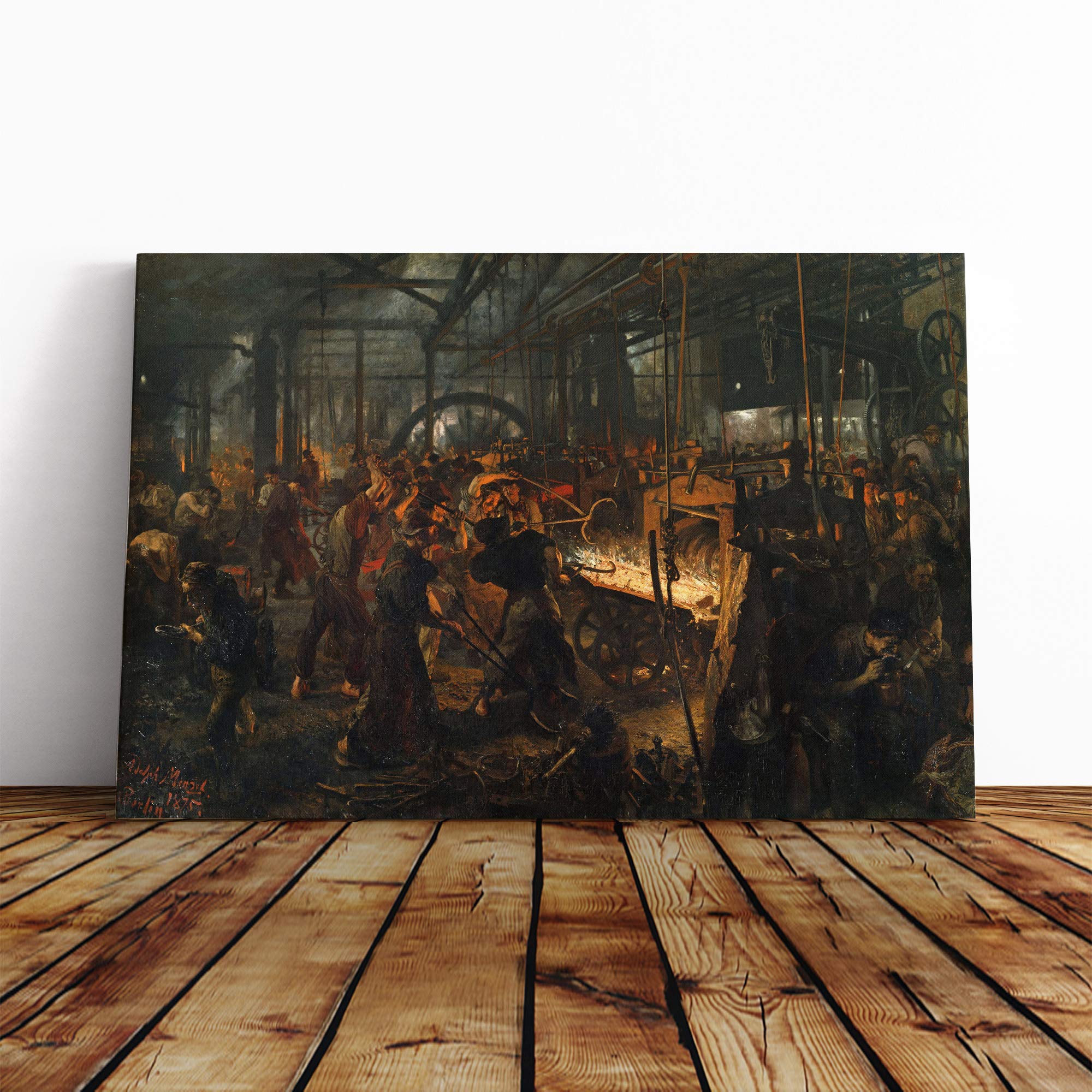 Adolph Menzel The Iron Rolling Mill Canvas Print | Gallery Wrapped 30mm Frame Wall Art | 30x20 inches | Ready to Hang | Modern Picture | Living Room Bedroom Lounge Office