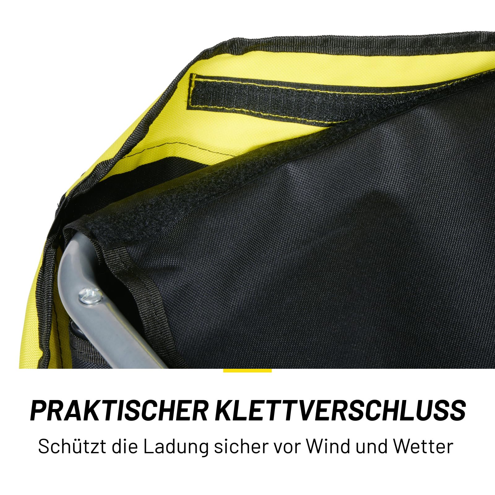 Dunlop Fahrradanhänger – Lastenanhänger mit Reflektoren und verstellbarem Regenschutz – Gelb
