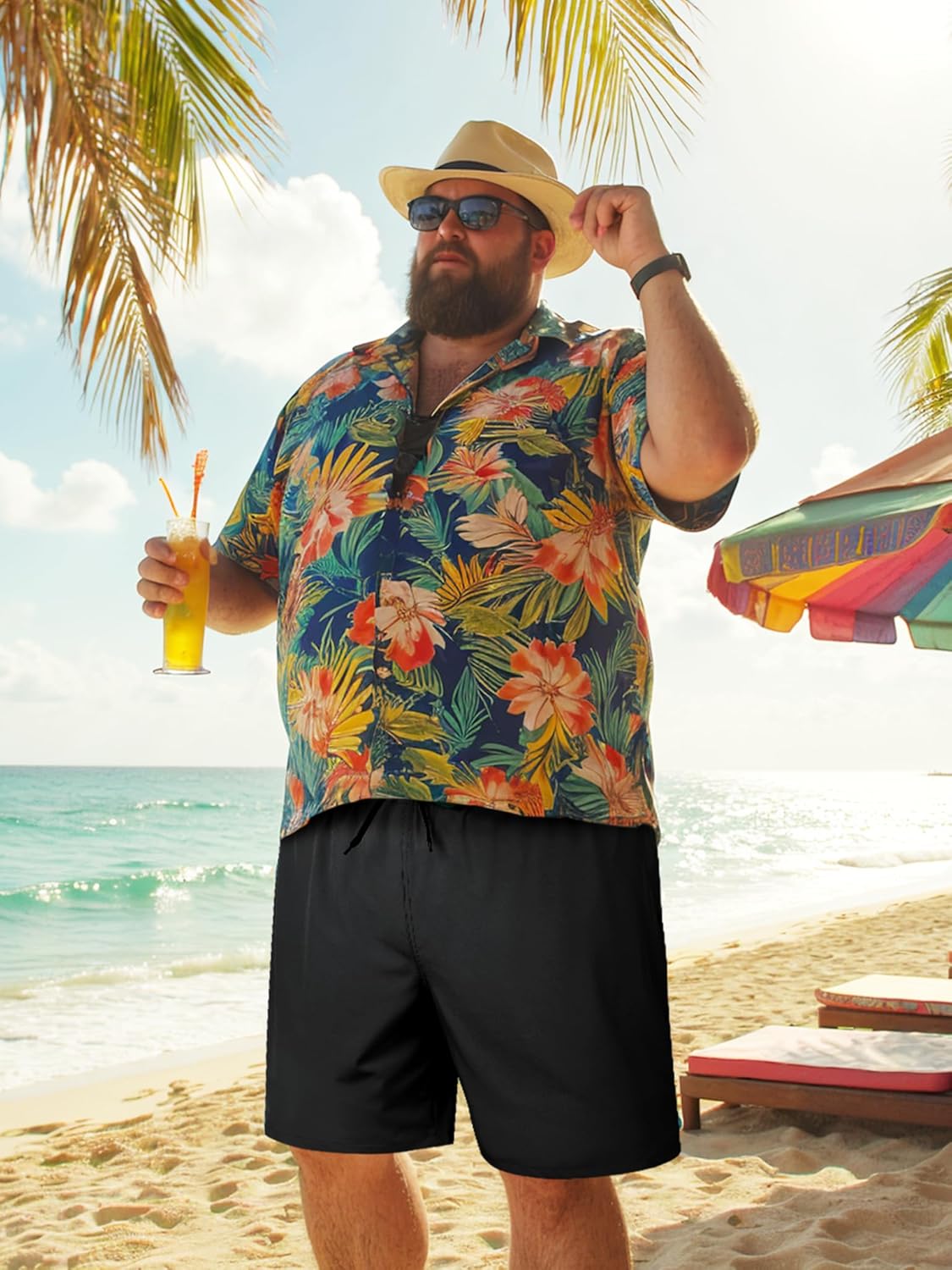 Arcweg Men's Big and Tall Swim Trunks Plus Size Swimsuit for Men with Compression Liner & Zipper Pocket - Image 3