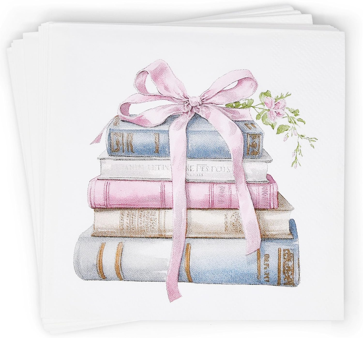 100 Count Stack of Books Cocktail Napkins Disposable Paper Napkins for Book Club Tea Party Literary Theme Table Decorations