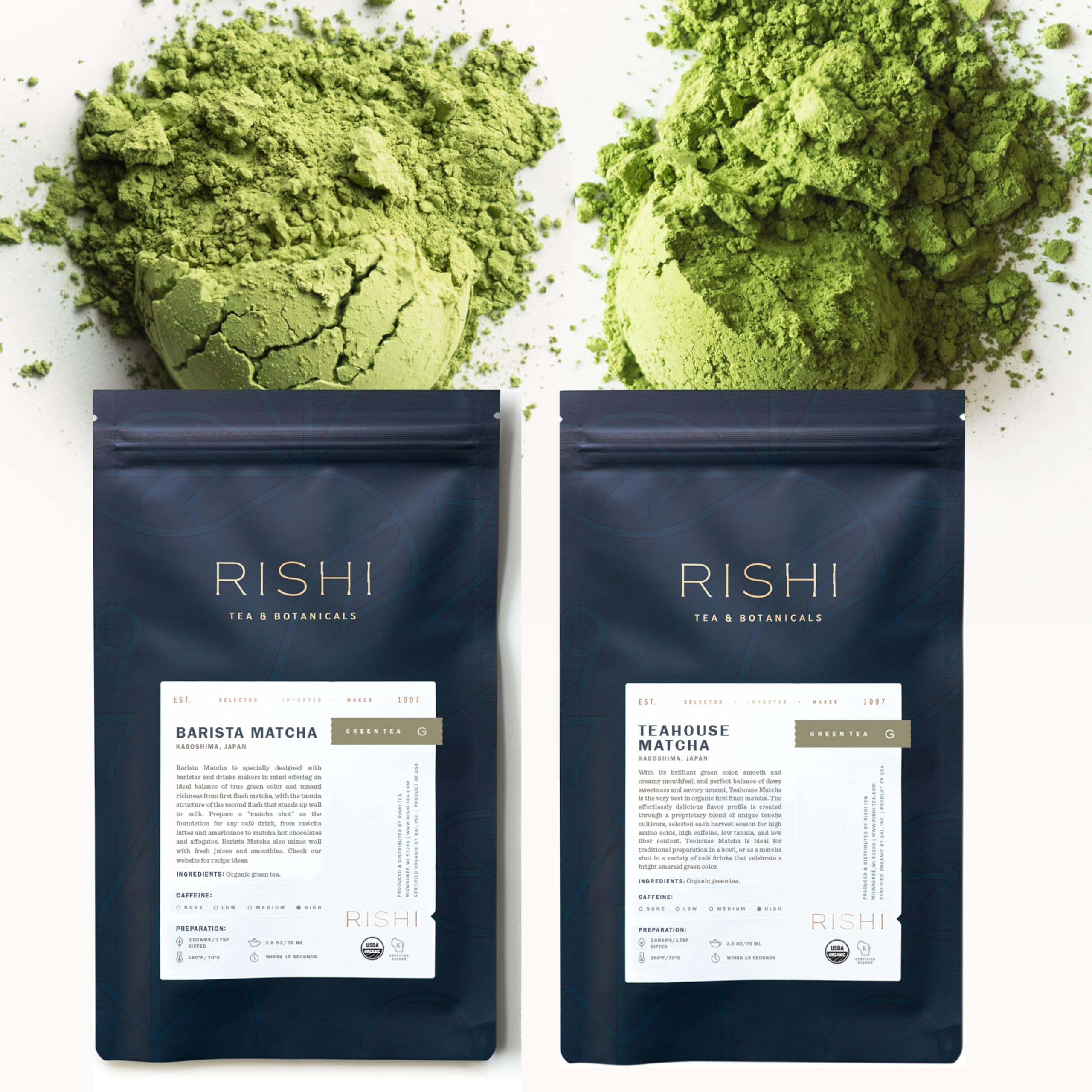 Rishi Tea Teahouse Barista Matcha - Organic Japanese First Harvest Ceremonial Grade Matcha Cafe-Quality Matcha Latte Green Tea