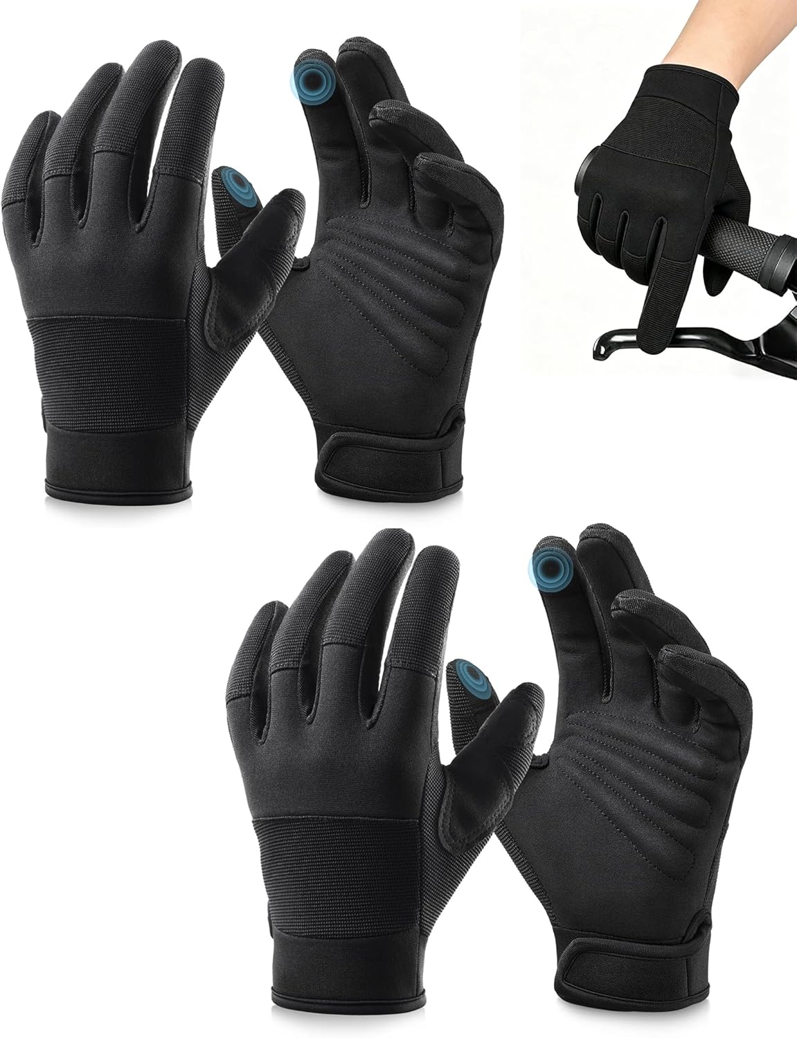 OZERO Touchscreen Cycling Gloves: Full Finger Bicycle Gloves for Commute Biking, Road Cycling, MTB, Grip Palm, Flexible Fit