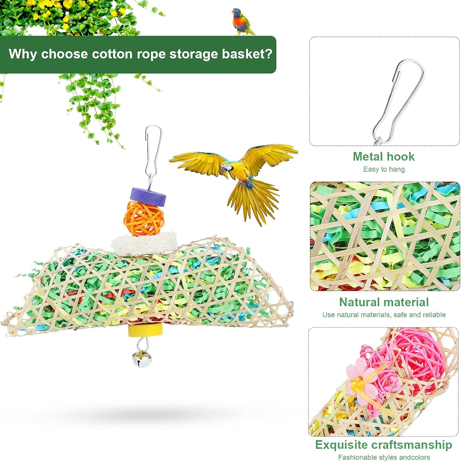 Bird Toys,7 Pack Parrot Shredding Cage Toys Chewing Hanging Toys with