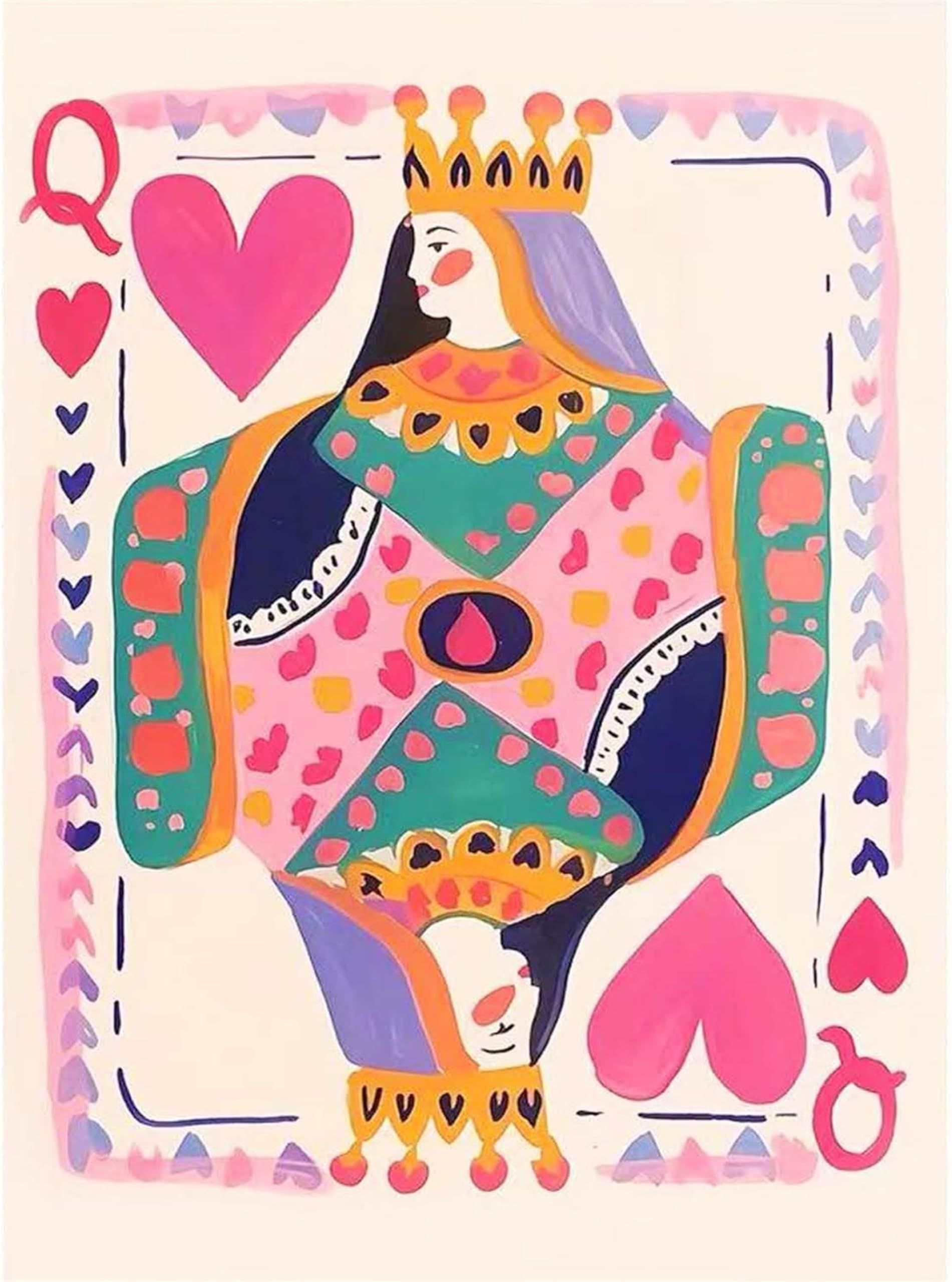 HEFEIS Paint by Number for Adult,DIY Queen Painting Kits for Adults,Color by Numbers,Playing Cards Paint by Number Canvas Crafts Watercolor for Beginners Hoom Decor (Queen)