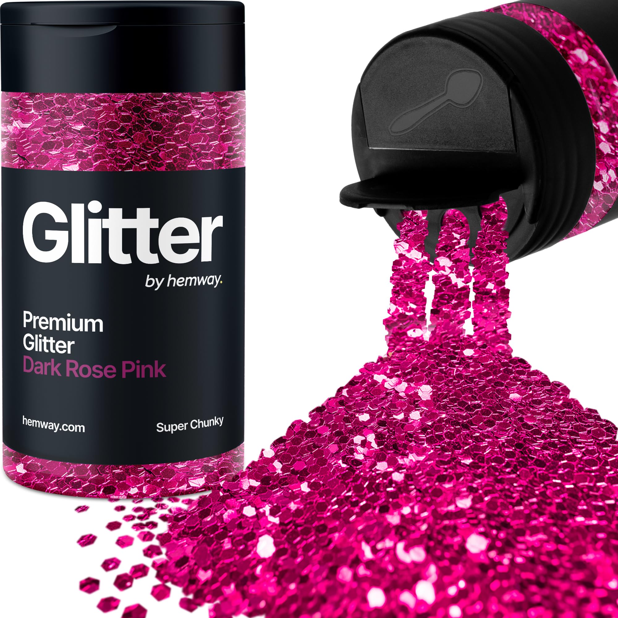 Dark Rose Pink Glitter Shaker, 130g Super Chunky Glitter, Crafts 1/8" Metallic Flake Dark Rose Pink Sequins