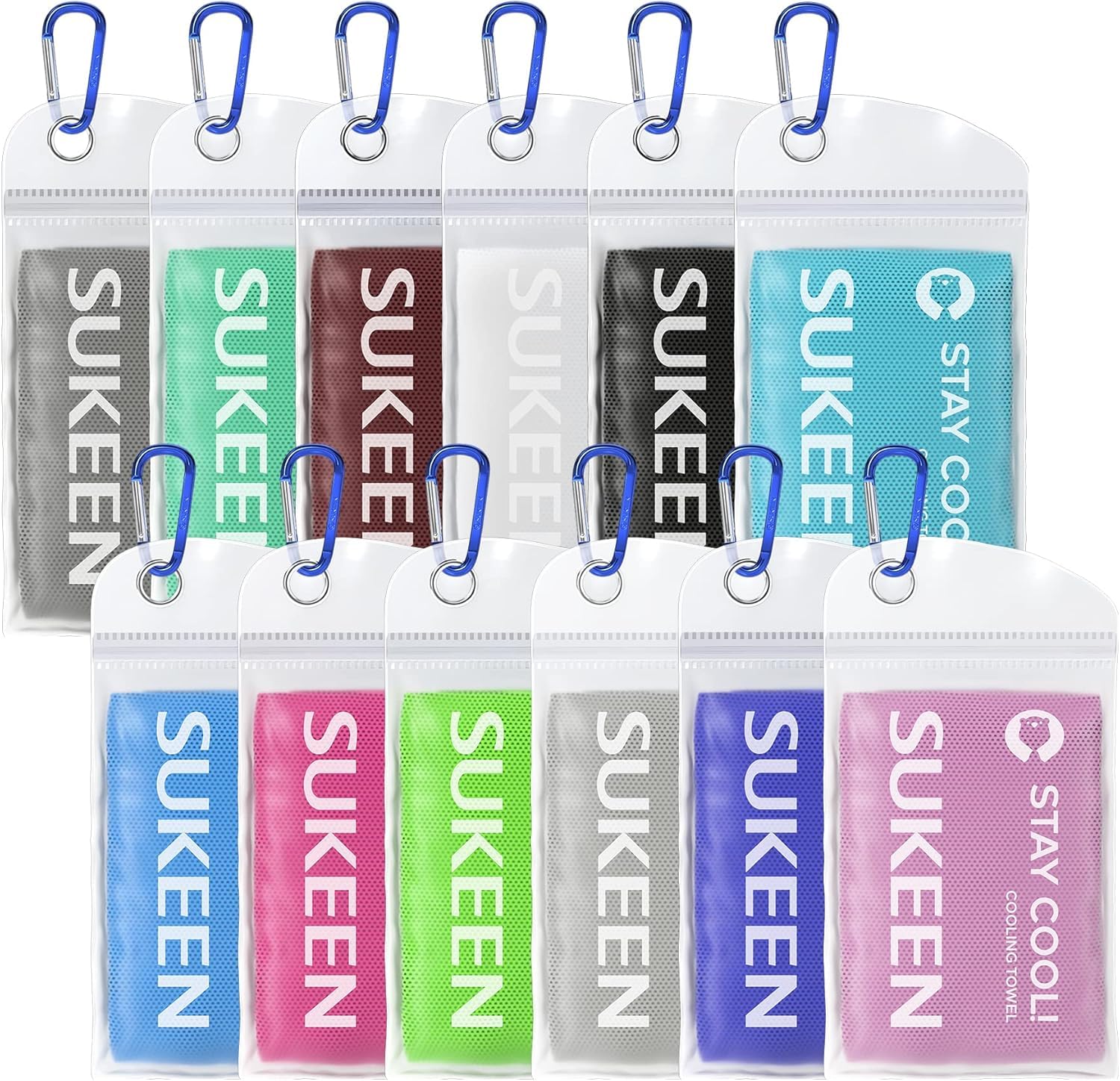 Sukeen Cooling Towel, Cooling Towels for Neck, Stay Cool Ice Towel, Cool Towel for Instant Cooling Relief, Cold Towel, Gym Towel Men Women Sweat Towels for Gym Sports Towel (12pack Collection)