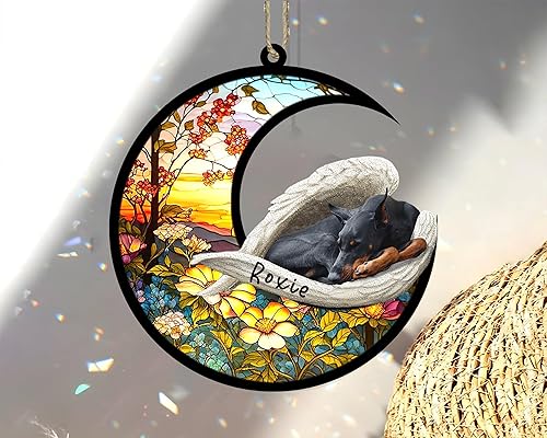 Miniatura 313 de Chow Chow Dog Memorial Suncatcher, adorno de Navidad Chow Chow con nombre, atrapador de pérdida de mascotas, regalos para los amantes de los perros