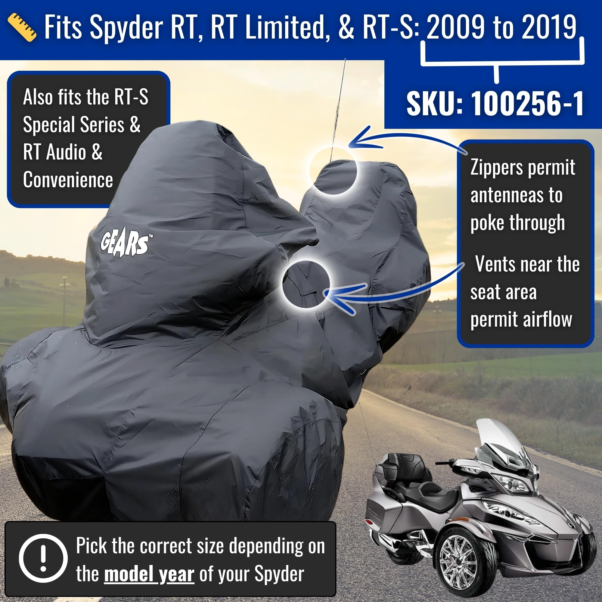 StarknightMT Spyder Copertura completa, copertura impermeabile compatibile con Can Am Spyder RT/RT Limited 2010-2019 Accessori Spyder Copertura di protezione per tutte le condizioni atmosferiche di