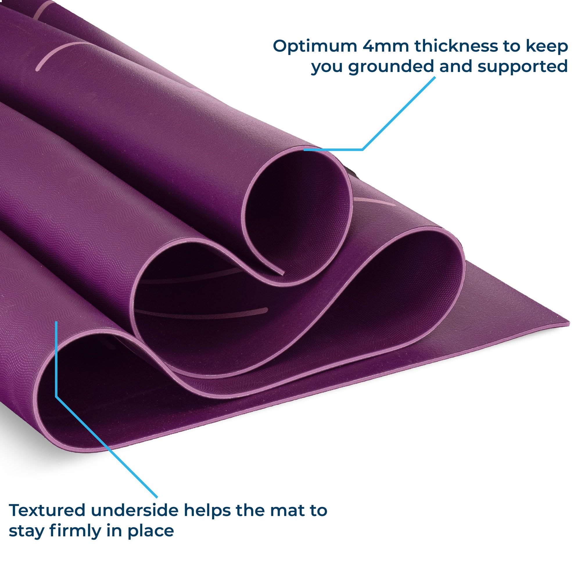 Yoga-Mad SureGrip Eco Alignment Yoga Mat, Purple - Image 2
