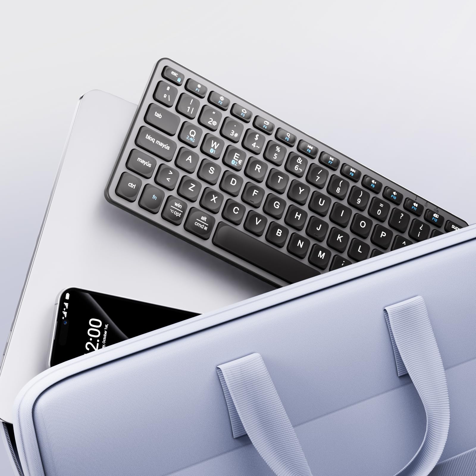 iClever DK02 Teclado Bluetooth para Mac - Compatible Teclado Apple Inalámbrico para Mac iOS PC Android - Cambia Entre 3 dispositivos Con Multi Device Mac Teclado Bluetooth para MacBook Pro/Air, iMac