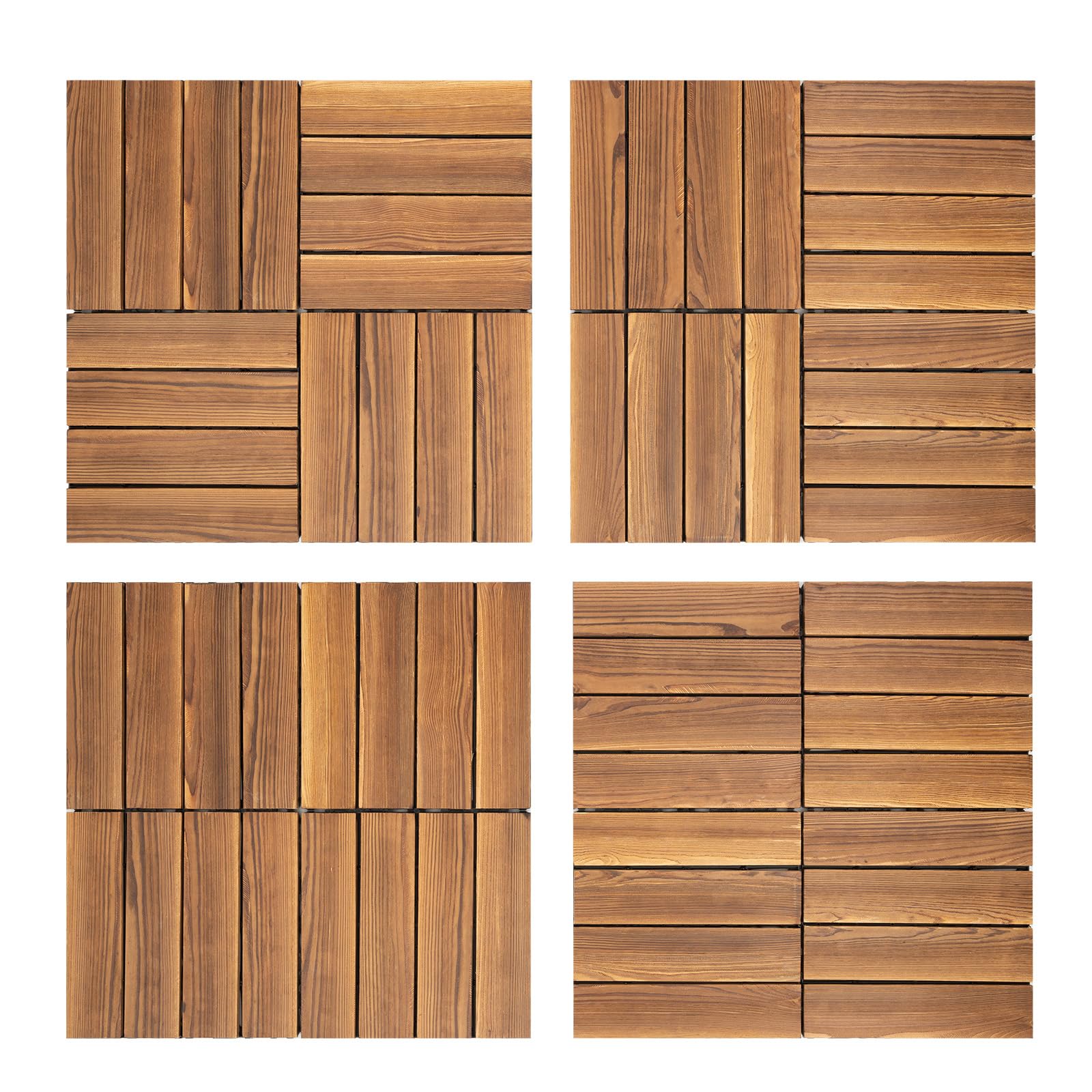 36 azulejos de madera para balcón, suelos de terraza, 30 x 30 x 2 cm, con clic, alta temperatura, resistentes a la corrosión y al agua
