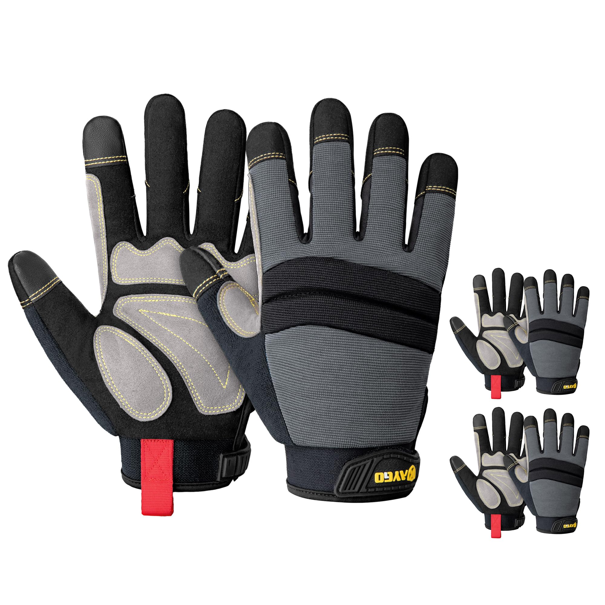 KAYGO Thermal Mechanic Work Gloves KG127W - 3 Pairs, Insulated Double Liner, Heavy Duty, Improved Dexterity Good Grip, Ideal for Winter Construction Automotive DIY Outdoor Jobs (XX-Large, Grey Black) โ image 1