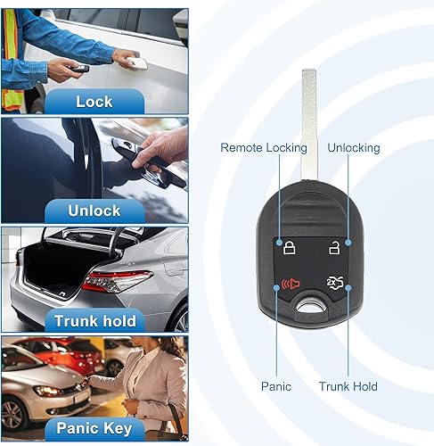 Miniatura 3 de X AUTOHAUX 2 unids 315MHz CWTWB1U793 reemplazo sin llave entrada remoto llavero coche para Ford Fiesta 2015 2016 2017 2018 2019 chip 63 80 4 botón