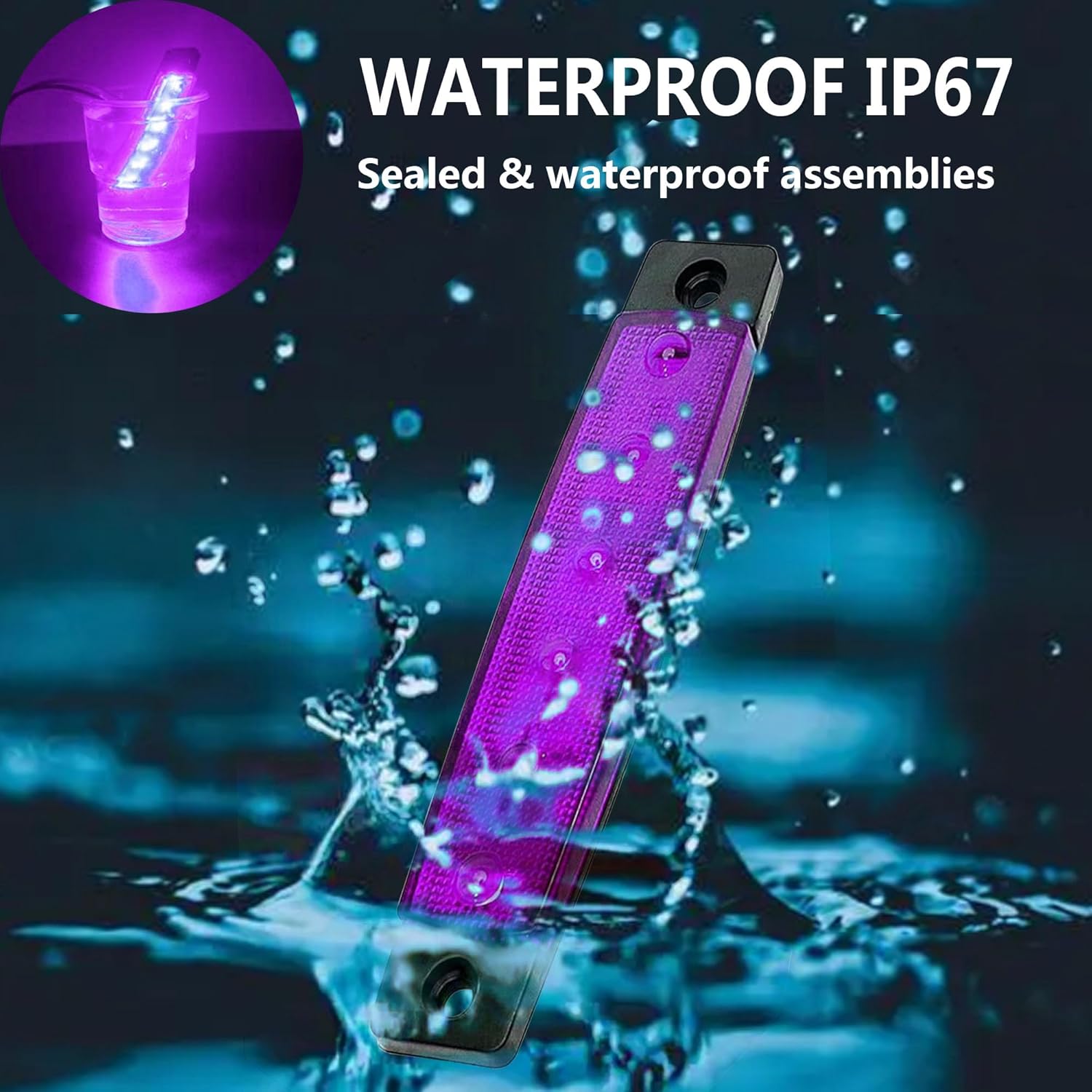 20Pcs Purple Boat Interior Lights Waterproof 12V Marine Boat Navigation Lights for Deck Courtesy Transom Cockpit Bow and Stern,Kayak Yacht Fishing Pontoon Sailboat